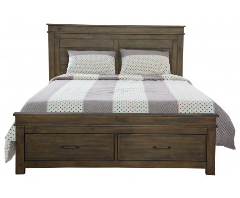 Lily 4pc Queen Bed Suite Bedside Tallboy Bedroom Furniture Package - Rustic Grey