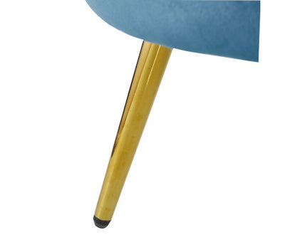 Bloomer Velvet Fabric Accent Sofa Love Chair Round Ottoman Set - Blue