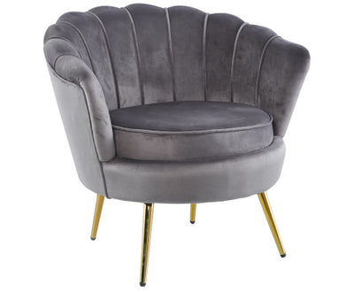Bloomer Velvet Fabric Accent Sofa Love Chair - Grey