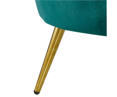 Bloomer Velvet Fabric Accent Sofa Love Chair Round Ottoman Set - Green