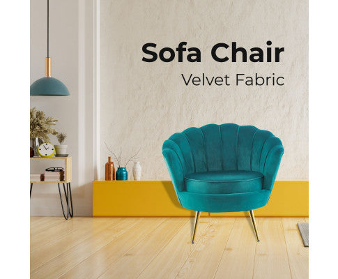 Bloomer Velvet Fabric Accent Sofa Love Chair - Green
