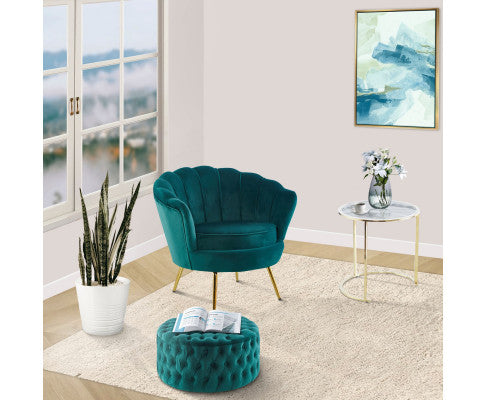Bloomer Velvet Fabric Accent Sofa Love Chair - Green