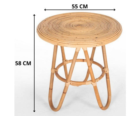 Crocus Rattan Round Side Sofa End Table 55cm - Natural