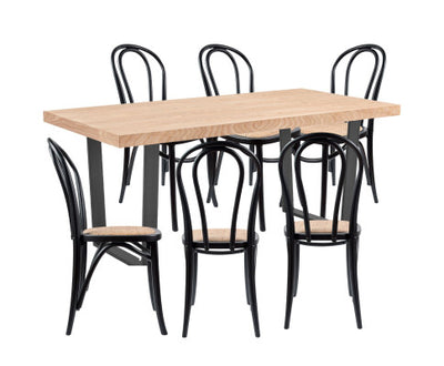 Petunia 7pc 180cm Dining Table Set 6 Arched Back Chair Elm Timber Wood