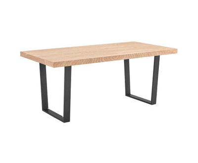 Petunia Dining Table 210cm Elm Timber Wood Black Metal Leg - Natural