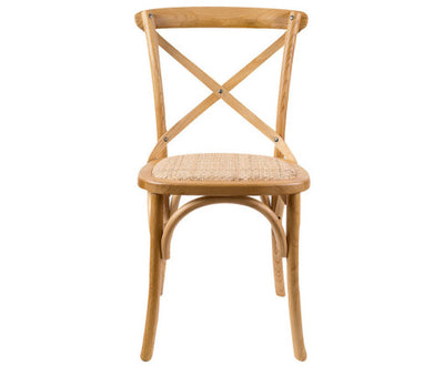 Aster Crossback Dining Chair Set of 4 Solid Birch Timber Wood Ratan Seat - Oak