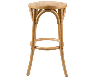 Aster 2pc Round Bar Stools Dining Stool Chair Solid Birch Timber Rattan Seat Oak