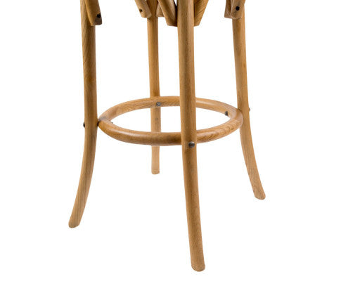 Aster 3pc Round Bar Stools Dining Stool Chair Solid Birch Wood Rattan Seat Oak