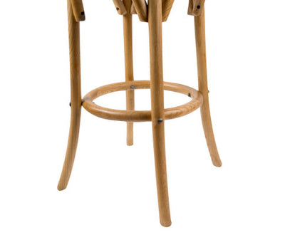 Aster 4pc Round Bar Stools Dining Stool Chair Solid Birch Wood Rattan Seat Oak
