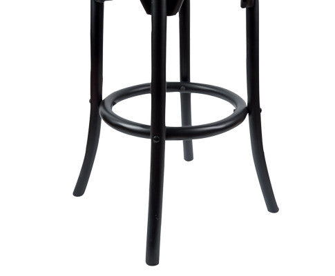 Aster 3pc Round Bar Stools Dining Stool Chair Solid Birch Wood Rattan Seat Black