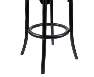 Aster 4pc Round Bar Stools Dining Stool Chair Solid Birch Wood Rattan Seat Black