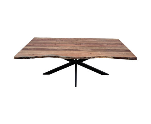 Lantana 9pc 240cm Dining Table 8 Black X-Back Chair Set Live Edge Acacia Wood
