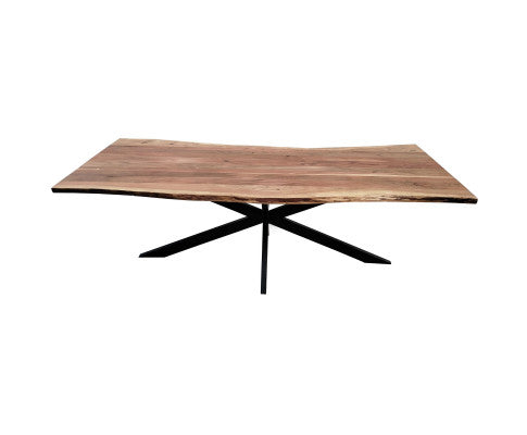 Lantana Dining Table 240cm Live Edge Solid Acacia Timber Wood Metal Leg -Natural