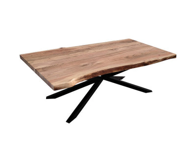 Lantana Coffee Table 130cm Live Edge Solid Acacia Timber Wood Metal Leg -Natural