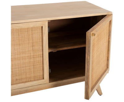 Olearia Buffet Table 150cm 3 Door Solid Mango Wood Storage Cabinet Natural