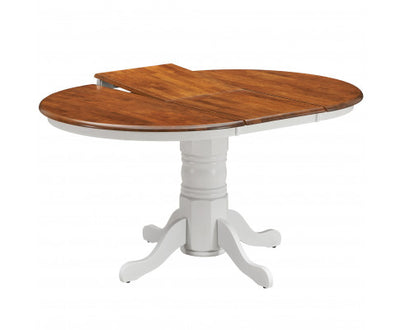 Lupin Extendable Dining Table 150cm Pedestral Stand Solid Rubber Wood -White Oak