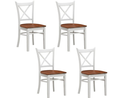 Lupin Dining Chair Set of 4 Crossback Solid Rubber Wood Furniture - White Oak