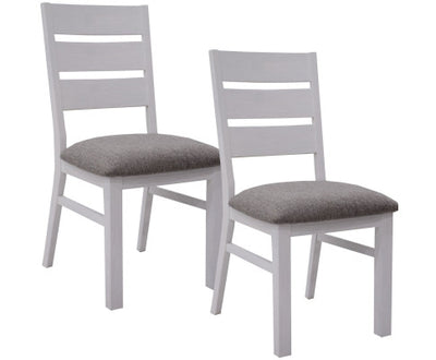 Plumeria Dining Chair Set of 2 Solid Acacia Wood Dining Furniture - White Brush