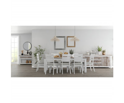 Plumeria Dining Chair Set of 4 Solid Acacia Wood Dining Furniture - White Brush