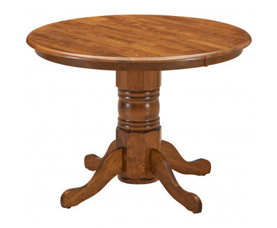 Linaria Round Dining Table 106cm Pedestral Stand Solid Rubber Wood - Walnut