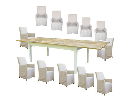 Lavasa 13pc Dining Set Extendable Mango Wood Table 210-310cm 12 Carver Chair