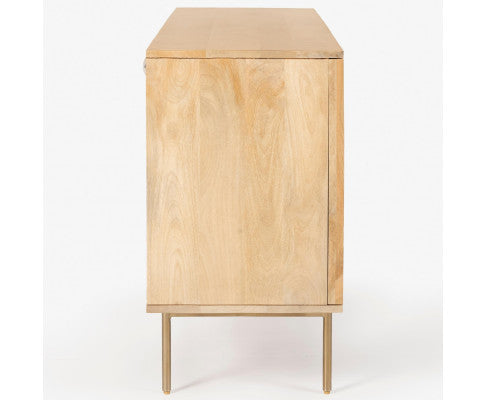 Martina Buffet Table Sideboard 145cm 3 Door Solid Mango Wood Storage Cabinet