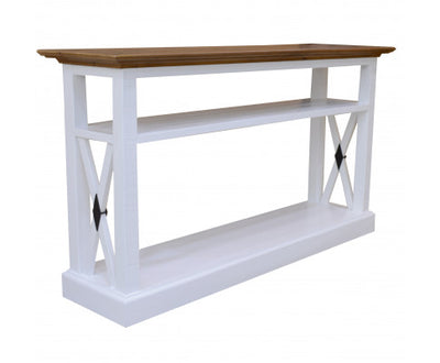 Beechworth Console Hallway Entry Table 140cm Solid Pine Wood Hampton - Grey