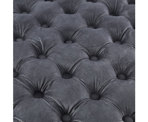 Cosmos Tufted Velvet Fabric Round Ottoman Footstools - Grey
