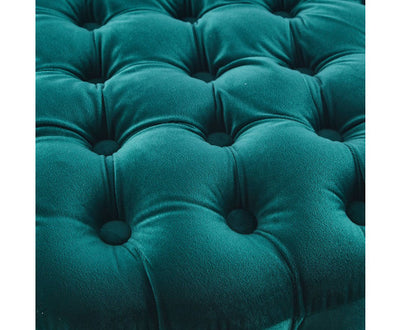 Cosmos Tufted Velvet Fabric Round Ottoman Footstools - Green