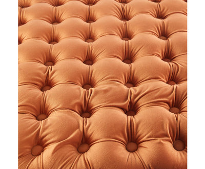 Cosmos Tufted Velvet Fabric Round Ottoman Footstools - Cinnamon