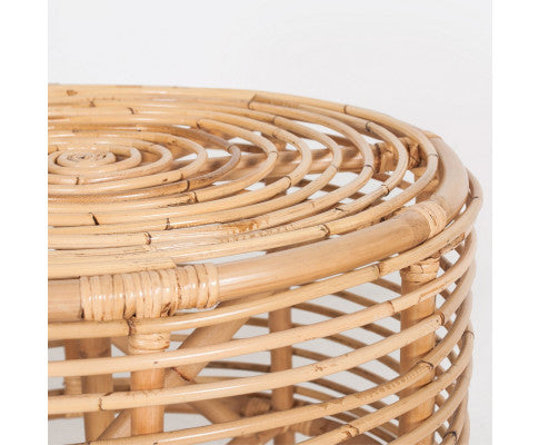Lilac 61cm Rattan Round Side Table - Natural