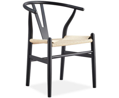 Anemone Set of 4 Wishbone Dining Chair Beech Timber Replica Hans Wenger - Black