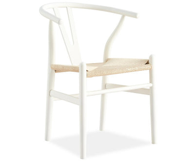 Anemone Set of 4 Wishbone Dining Chair Beech Timber Replica Hans Wenger - White