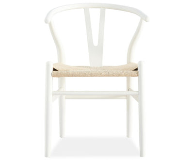 Anemone Set of 6 Wishbone Dining Chair Beech Timber Replica Hans Wenger - White