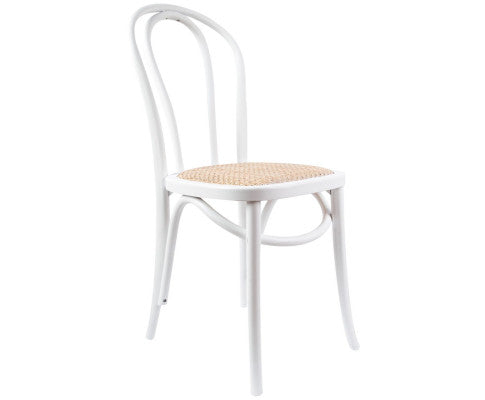 Azalea Arched Back Dining Chair 2 Set Solid Elm Timber Wood Rattan Seat - White