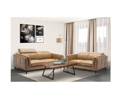 Quince 2 Seater Sofa Genuine Leather Upholstered Coach Lounge