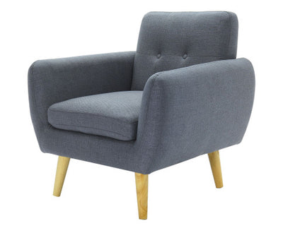 Dane Single Seater Fabric Upholstered Sofa Armchair Set of 2 - Dark Grey