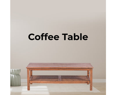 Jasmine Coffee Table 110cm Mindi Timber Wood Rattan Weave - Brown