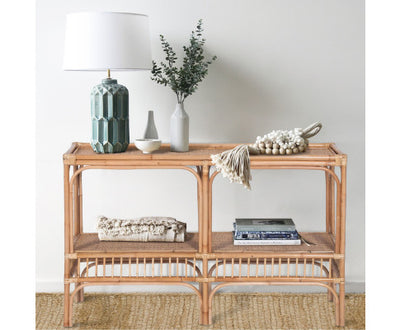 Earthy 120cm Rattan Cane Console Entry Entrance Hallway Table - Natural