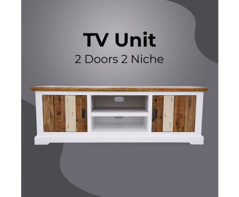 Orville ETU Entertainment TV Unit 180cm 2 Door Solid Acacia Timber - Multi Color