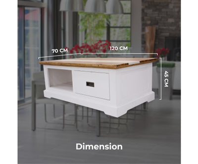 Orville Coffee Table 120cm 1 Drawer Solid Acacia Timber Wood - Multi Color