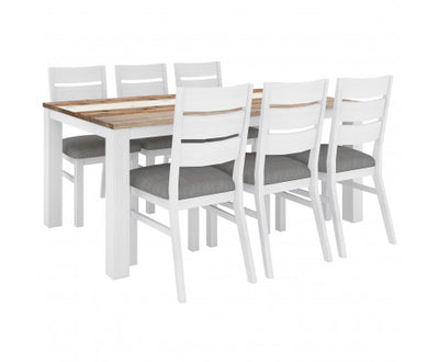 Orville 7pc Dining Set 180cm Table 6 Chair Solid Acacia Wood Timber -Multi Color