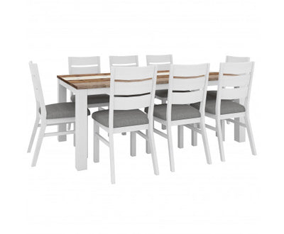 Orville 9pc Dining Set 200cm Table 8 Chair Solid Acacia Wood Timber -Multi Color