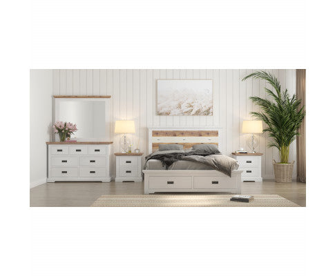 Orville 5pc Queen Bed Frame Suite Bedside Dresser Furniture Package -Multi Color