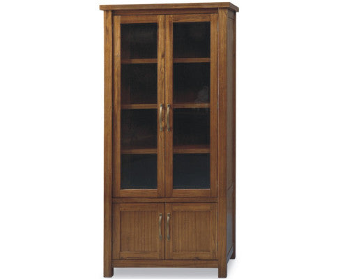Birdsville Display Unit Glass Door Bookcase Solid Mt Ash Timber Wood - Brown