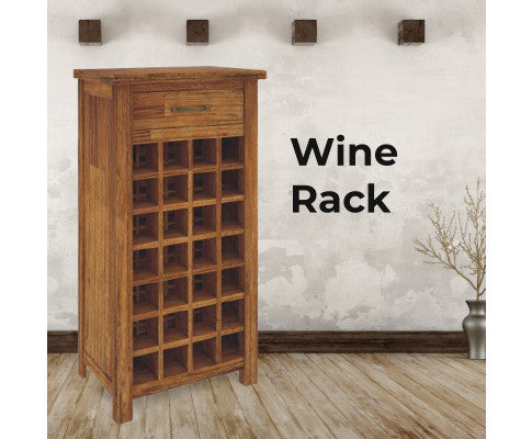 Birdsville Wine Rack 28 Bottle Sideboard Buffet Cabinet Wooden Storage - Brown