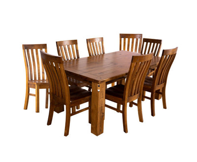 Teasel Dining Table 210cm Solid Pine Timber Wood Furniture - Rustic Oak