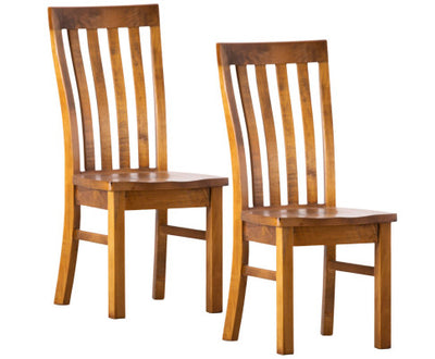 Teasel Dining Chair Set of 2 Solid Pine Timber Wood Seat - Rustic Oak