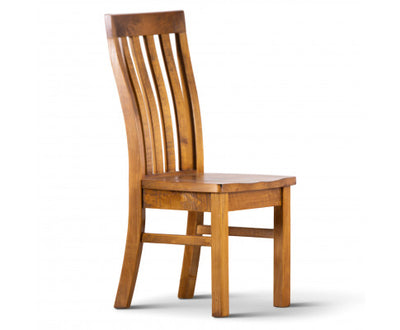 Teasel Dining Chair Set of 6 Solid Pine Timber Wood Seat - Rustic Oak