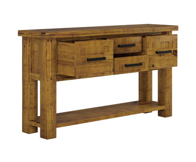 Teasel Console Hallway Entry Table 147cm Solid Pine Timber Wood - Rustic Oak